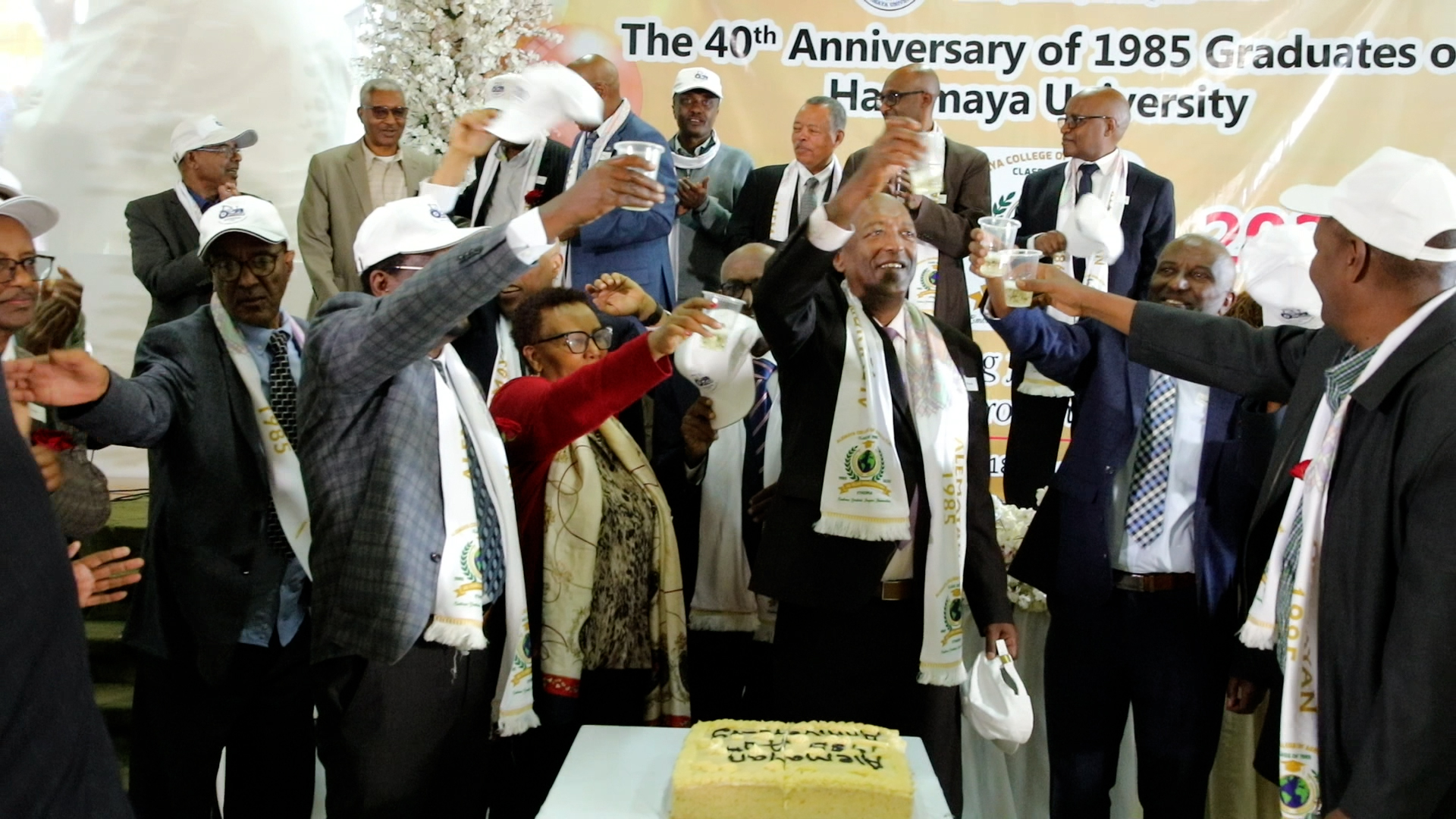 Day 1 – Cake cutting celebration with champagne toast